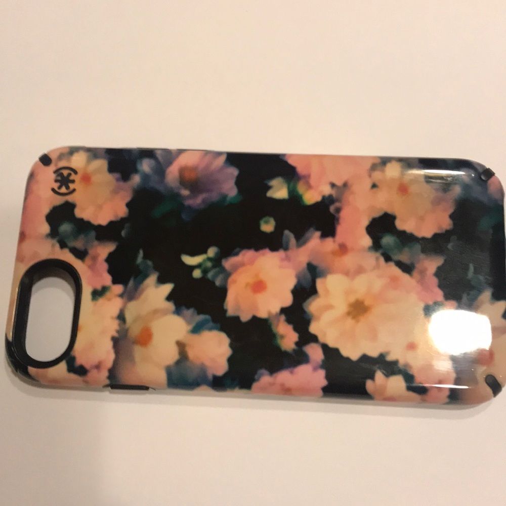 iPhone 7 black and pink floral case
